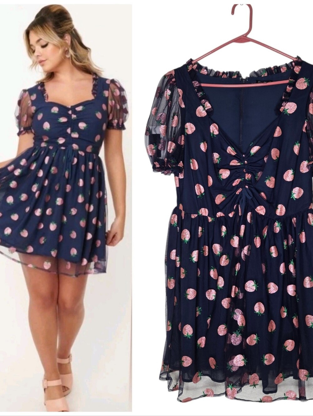 Smak Parlour Strawberry Print Dress Size 1X